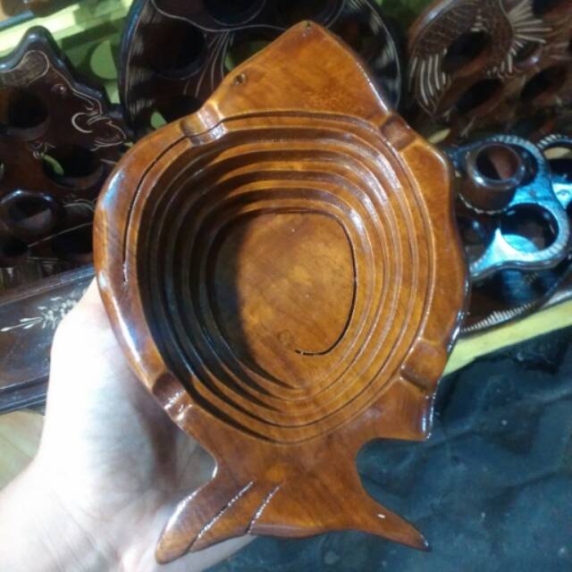 TERMURAH! Asbak Rokok Spiral Bentuk Ikan Bahan Kayu - Hiasan dan Dekorasi Rumah - Souvenir Jogja