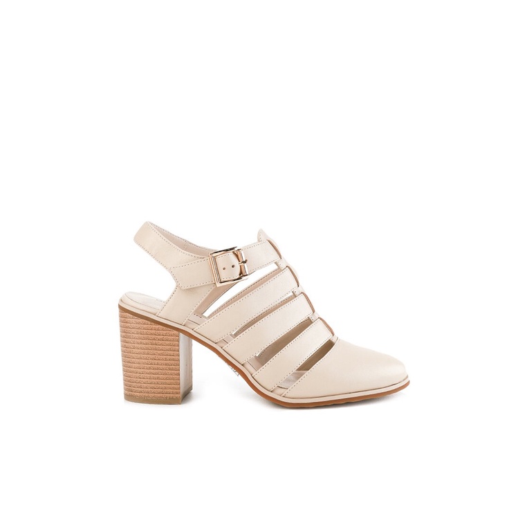 SEPATU SANDAL HEEL KULIT OBERMAIN HEELS WANITA ORIGINAL BEIGE OW18