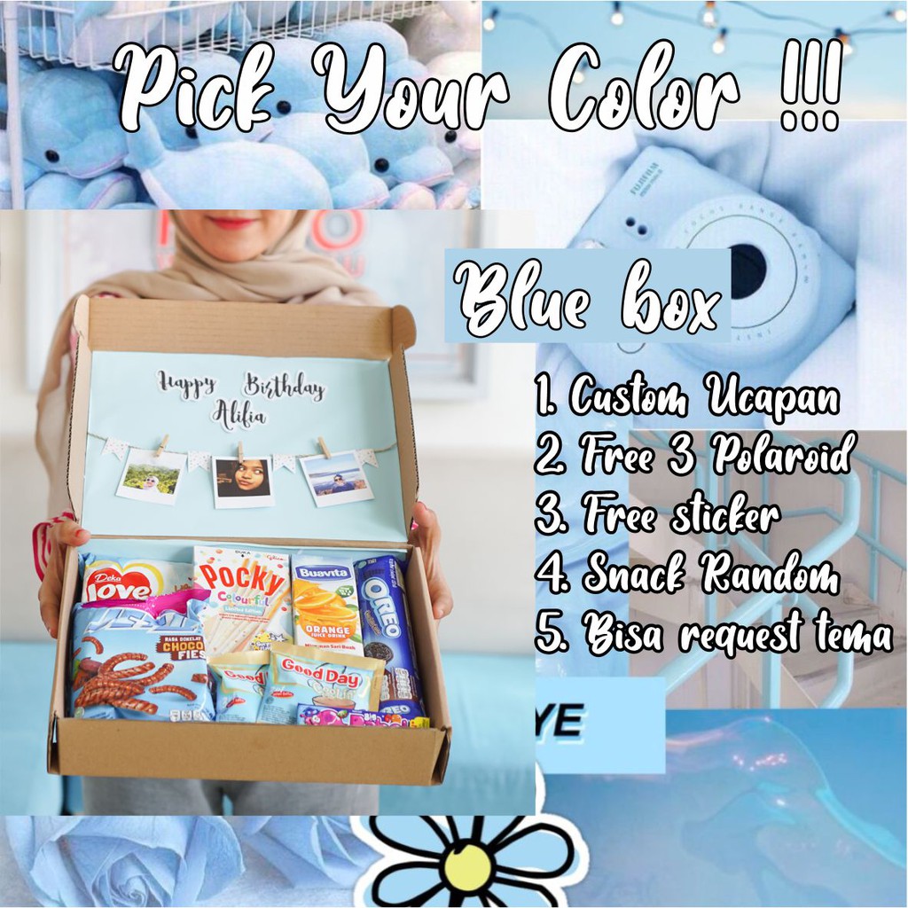 

[Blue] Gift Box with Snack Paket Hadiah Ulang Tahun Wisuda Graduation Hampers Pernikahan Anniversary