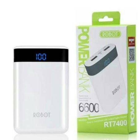 Power Bank Robo   t RT-7400 6600mAh Led Digital | Shopee