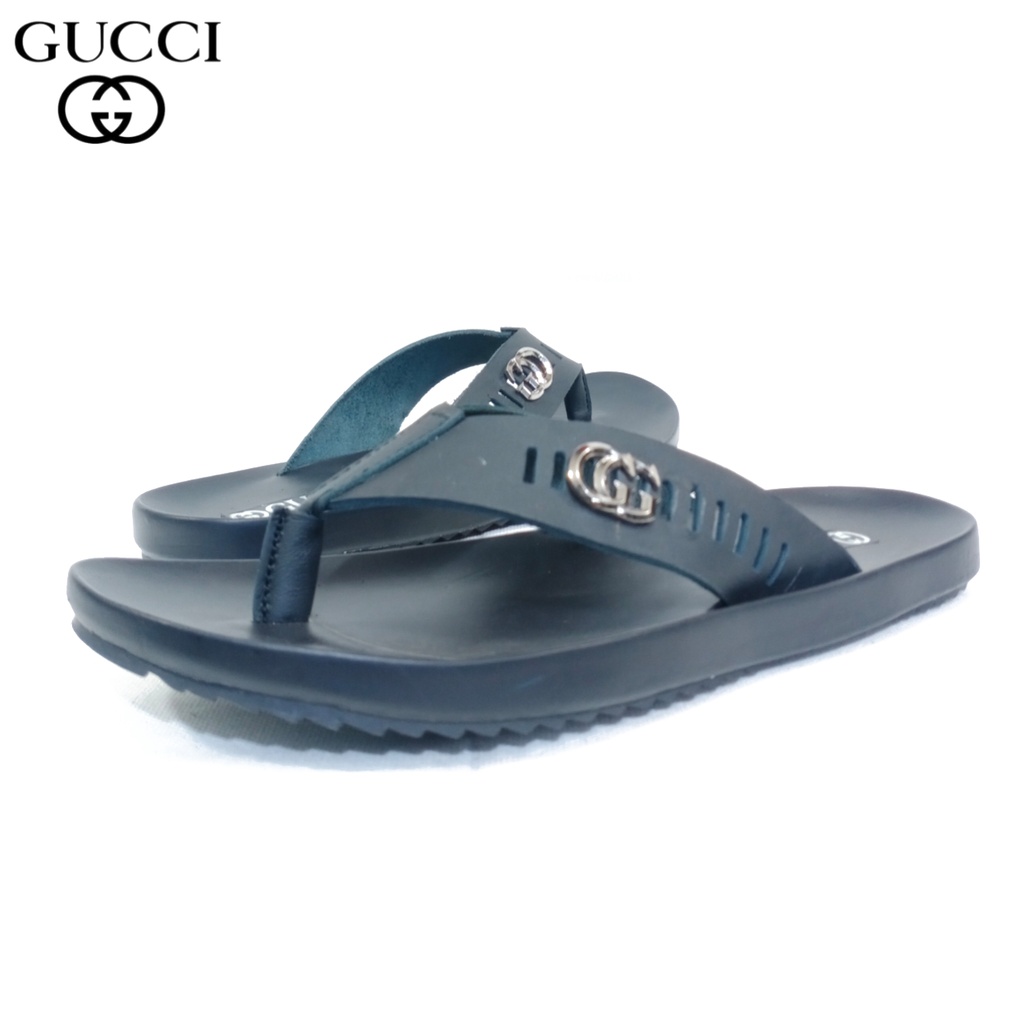 sandal jepit Gucci pria full kulit sapi asli 100% sampai alas original wallbeth terlaris termurah wa