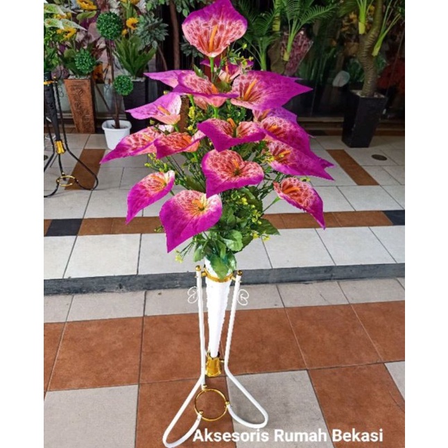 (Bunga saja) Bunga artificial anthurium, Amarilis, Aron panda, Bunga Lilly bunga sudut-Aron ungu