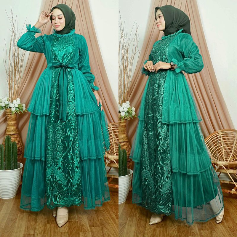 GAMIS CATTALEYA GOWN // BAHAN TULLE BORDIR PREMUIM// ORIGINAL By Pelangi Jaya