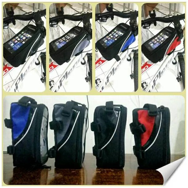 Tas Frame Kotak Sepeda + Rain Cover Bag for Smartphone 5,5 inc