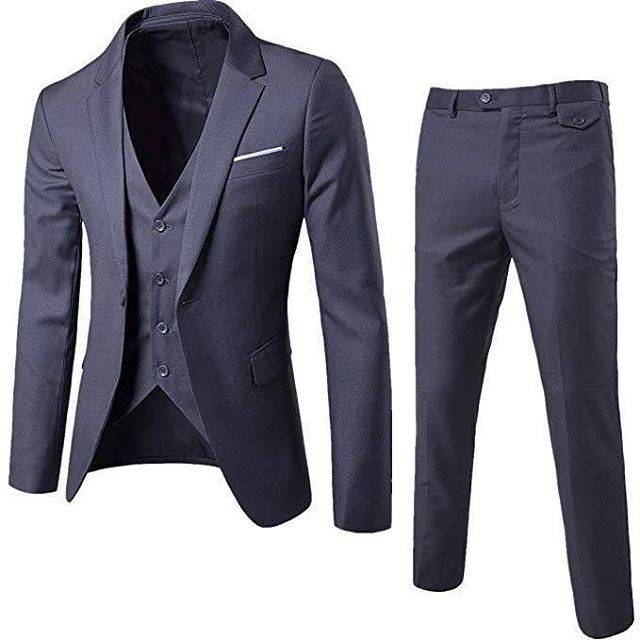 Jas Pria Formal Satu Set, Jas Pria Abu Setelan, Jas Pria Slim fit  Setelan, Jas Pria Pengantin Full 