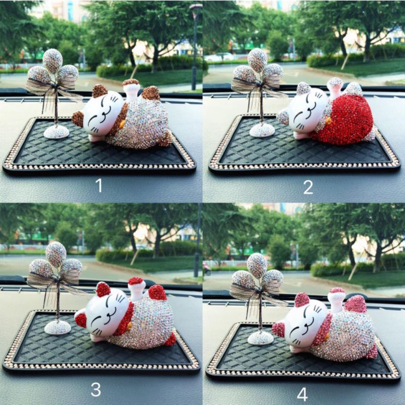 hiasan kucing luckey cat blink balon blink Pajangan Boneka Figure Kucing Hoki / Lucky Cat Berlian Lucu Solar Power Tenaga Surya