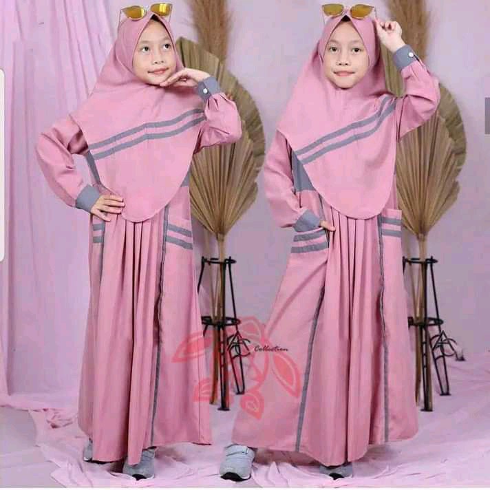 AMANDA KIDS Syari set khimar | Gamis Anak Set Hijab usia 2 - 10 thn | Gamis anak perempuan