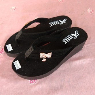 ANUR-sandal anak perempuan wedges spon pariasi anting tinggi 4 cm