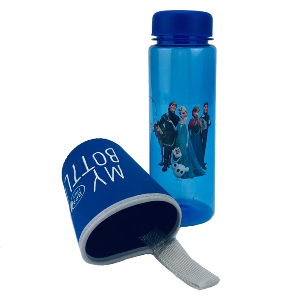 My Bottle / Botol minum Sarung Busa / karakter gambar Frozen / Biru tua / 500ml