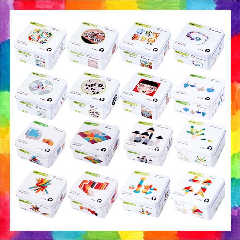 Mainan Edukatif Anak Montessori Travel Puzzles Aneka Puzzle Tin Box Assorted Educational Gift Toys