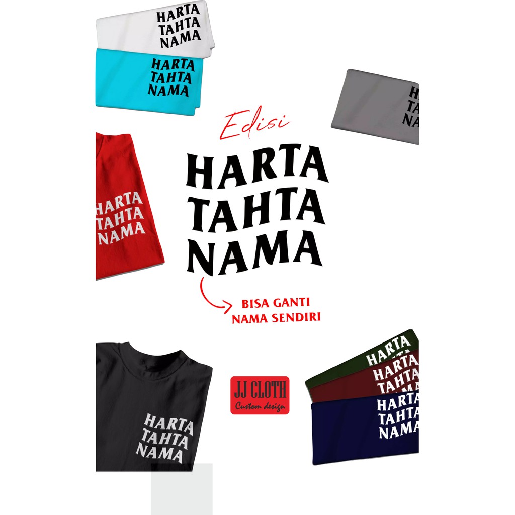 Tshirt Baju Kaos Distro Harta Tahta Nama Custom Suka - Suka / Kaos Distro Pria Wanita