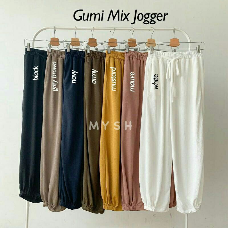 BEFAST - ZEC OOTD Wanita Jogger JIREN / Gumi Mix Jogger / Jogger Wanita / Celana Jogger Wanita Casual / Celana Jogger Polos Kekinian