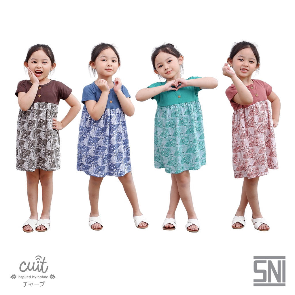 CUIT Super Soft Organic Cotton Aoi Dress Monstera Kojo Series-5