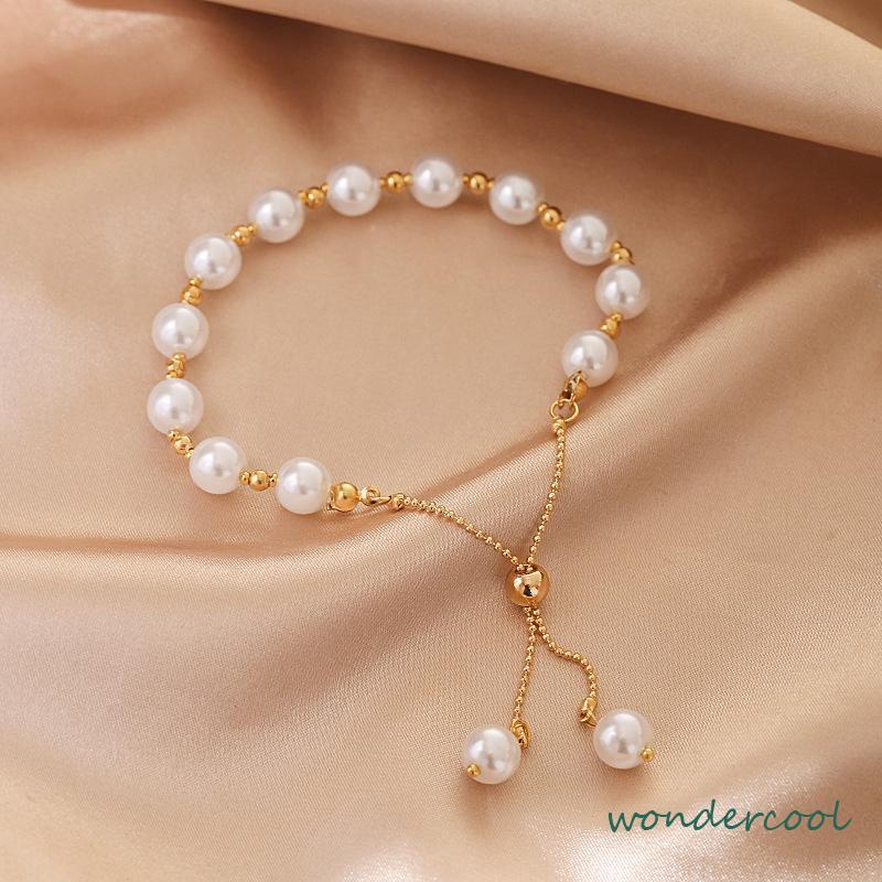 Gelang Tangan Mutiara Imitasi Simple Elegan Untuk Wanita -Won