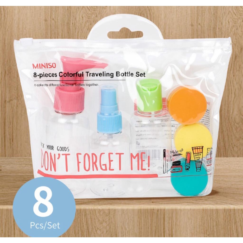 MINISO TRAVELING BOTTLE SET COLORFUL 8PCS BOTOL SET TRAVELING