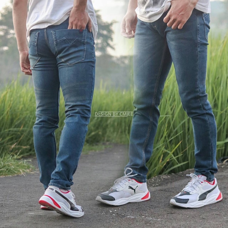 Celana Panjang Jeans Pria Celana Panjang Jeans Cmjee Simple Retro