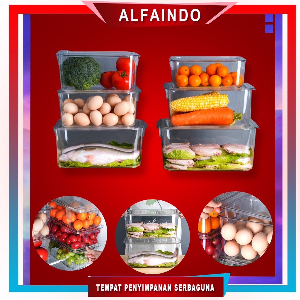 Alfaindo Kotak Kontainer Makanan Kulkas Food Storage Box Kotak Penyimpanan Sayur KP002