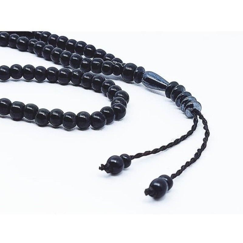 Tasbih batu hitam/tasbih blackjade limbad 99 butir. Tasbih batu 8mm