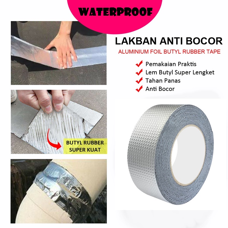 Lakban Serbaguna Anti Bocor Anti Panas Bahan Aluminium Waterproof Super Lengket Lebar 5cm