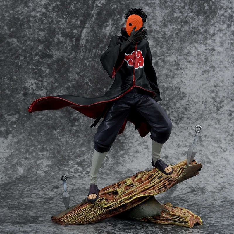 Action Figure Anime Naruto Shippuden Akatsuki Tobi Uchiha Obito Kamui Ukuran 26cm Action Figure Patung Bahan PVC Untuk Anak