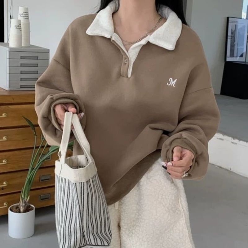M Bordier Sweater Wanita KOREA OVERSIZE | Crewneck SWEATER Oversize