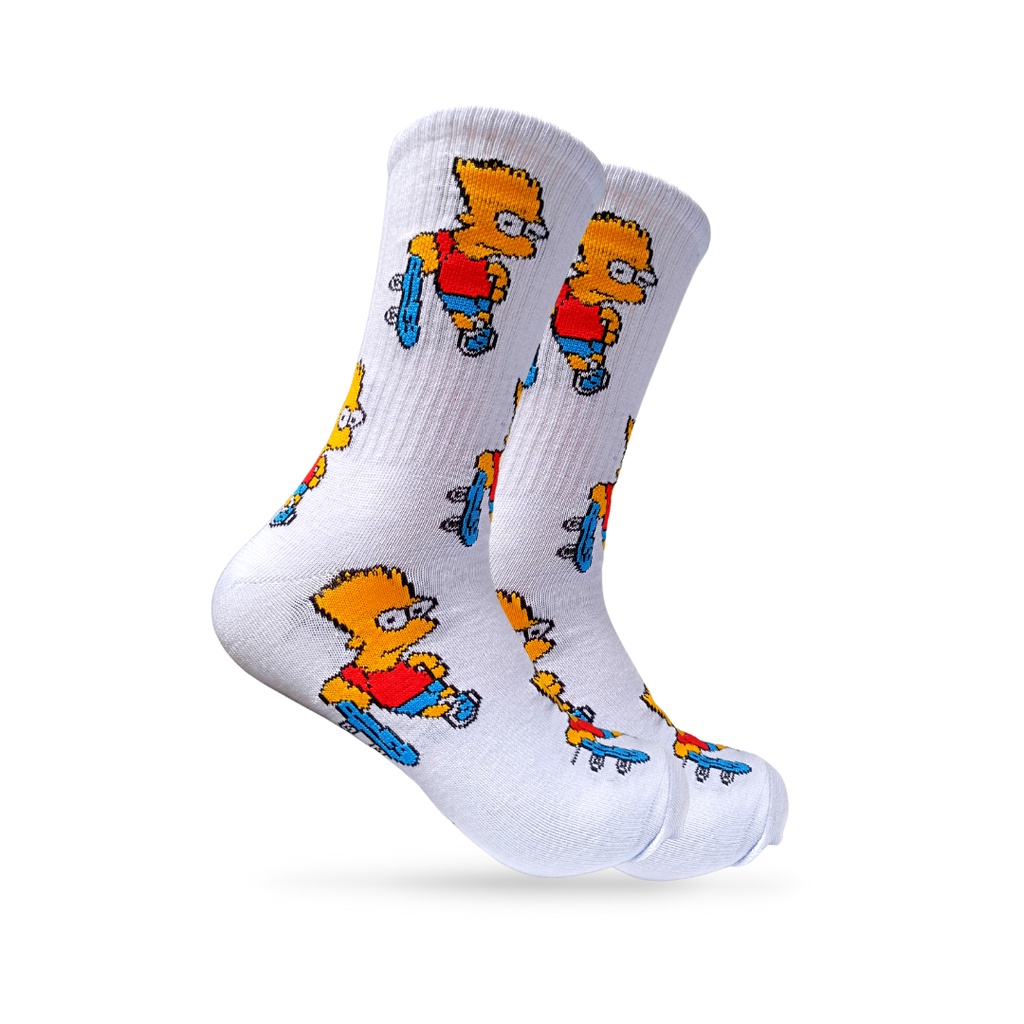 Kaos Kaki Oldschool - Kaos Kaki Motif Simpson Putih Baru - The Muds Official