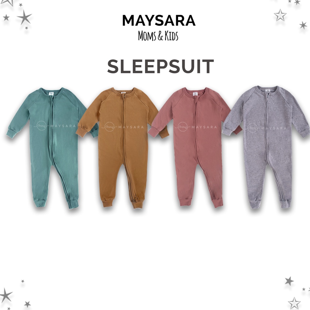 Sleepsuit Double Zipper Lengan Panjang Tidur Bayi Laki-laki dan Perempuan