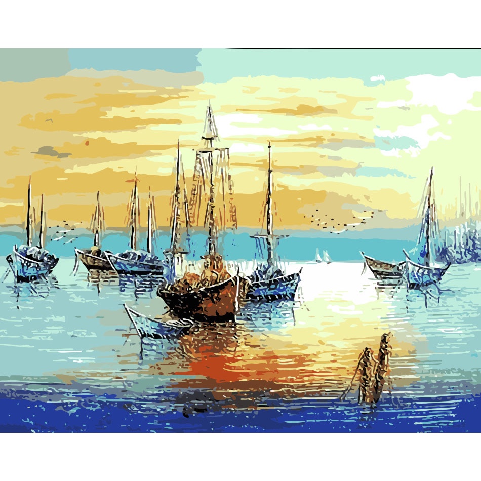 

Paint By Number Kit - Paket Melukis Set - Ships at Dusk - 50 x 40 CM