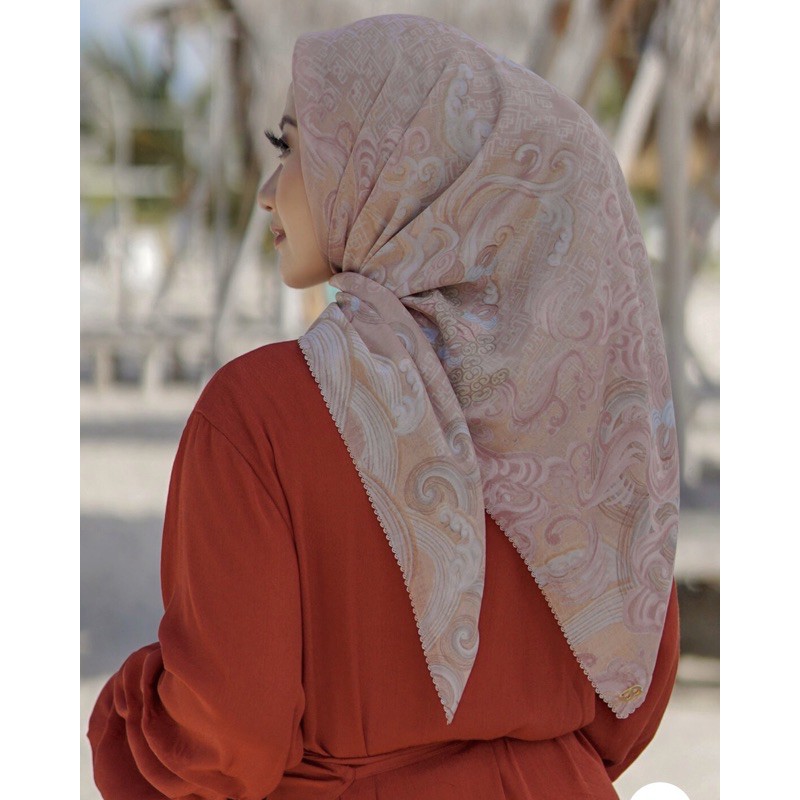 wave Buttonscarves warna peach