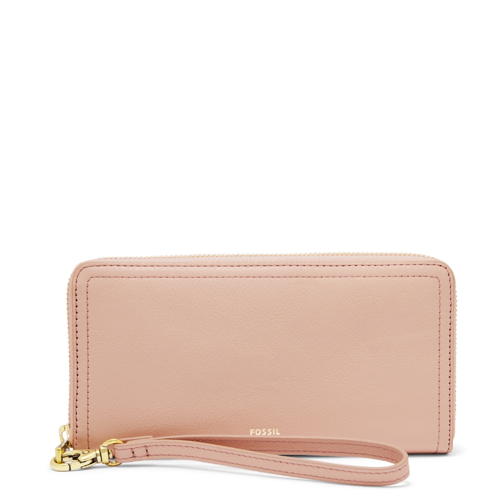 Fossil Logan RFID Zip Around Clutch Pink SL7831-656 Dompet