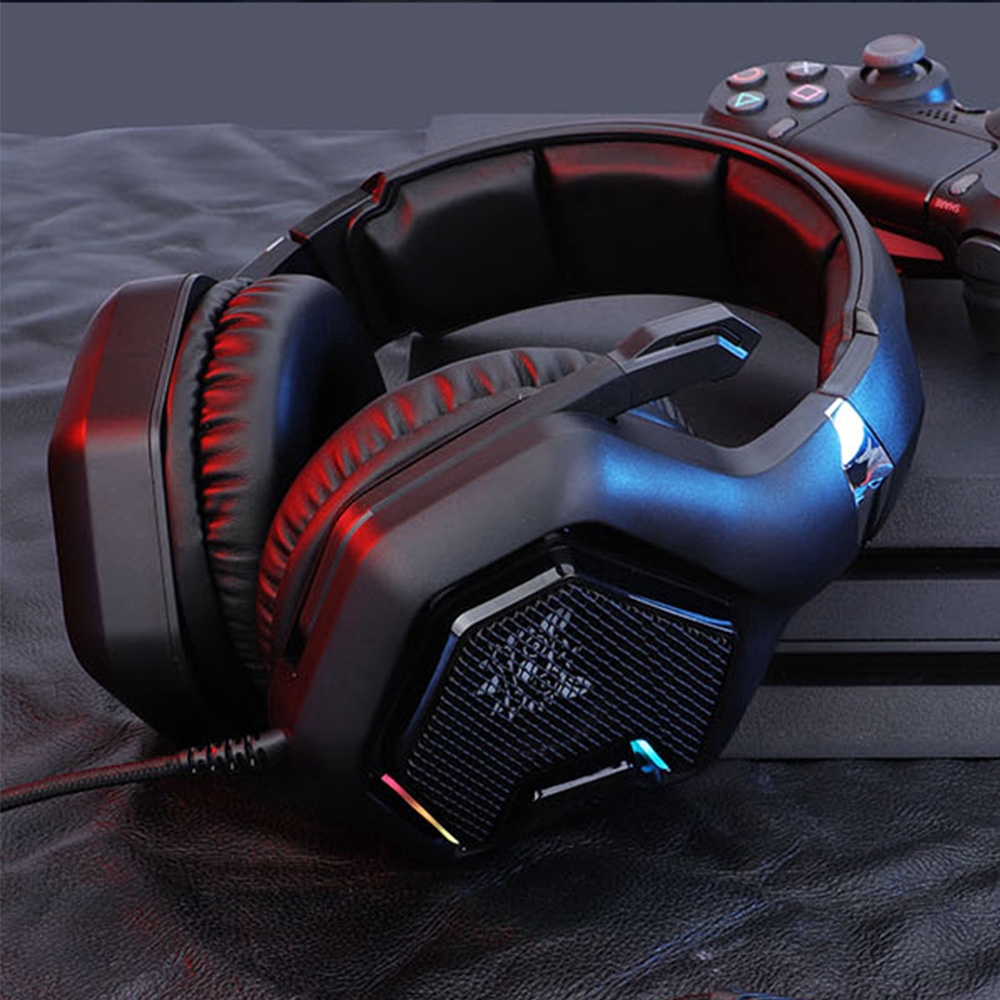 Onikuma K10Pro Headset Gaming Stereo Dengan Lampu LED RGB + Mic Omnidirectional + Jack 3.5mm Untuk PC PS4 Laptop