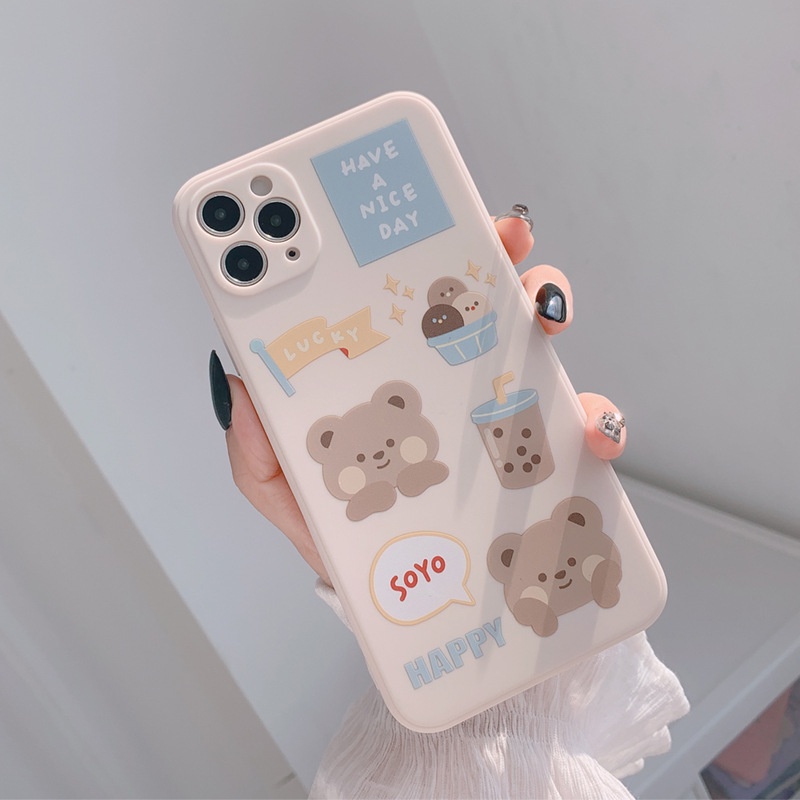 Soft Case Oppo A76 A16 A95 A55 A12 A15 A74 Reno 7 6 5F 5 A54 A35 A94 A92 A9 A5 A12e A52 A16K A53 A31 A1K A5s Motif Beruang-Y3