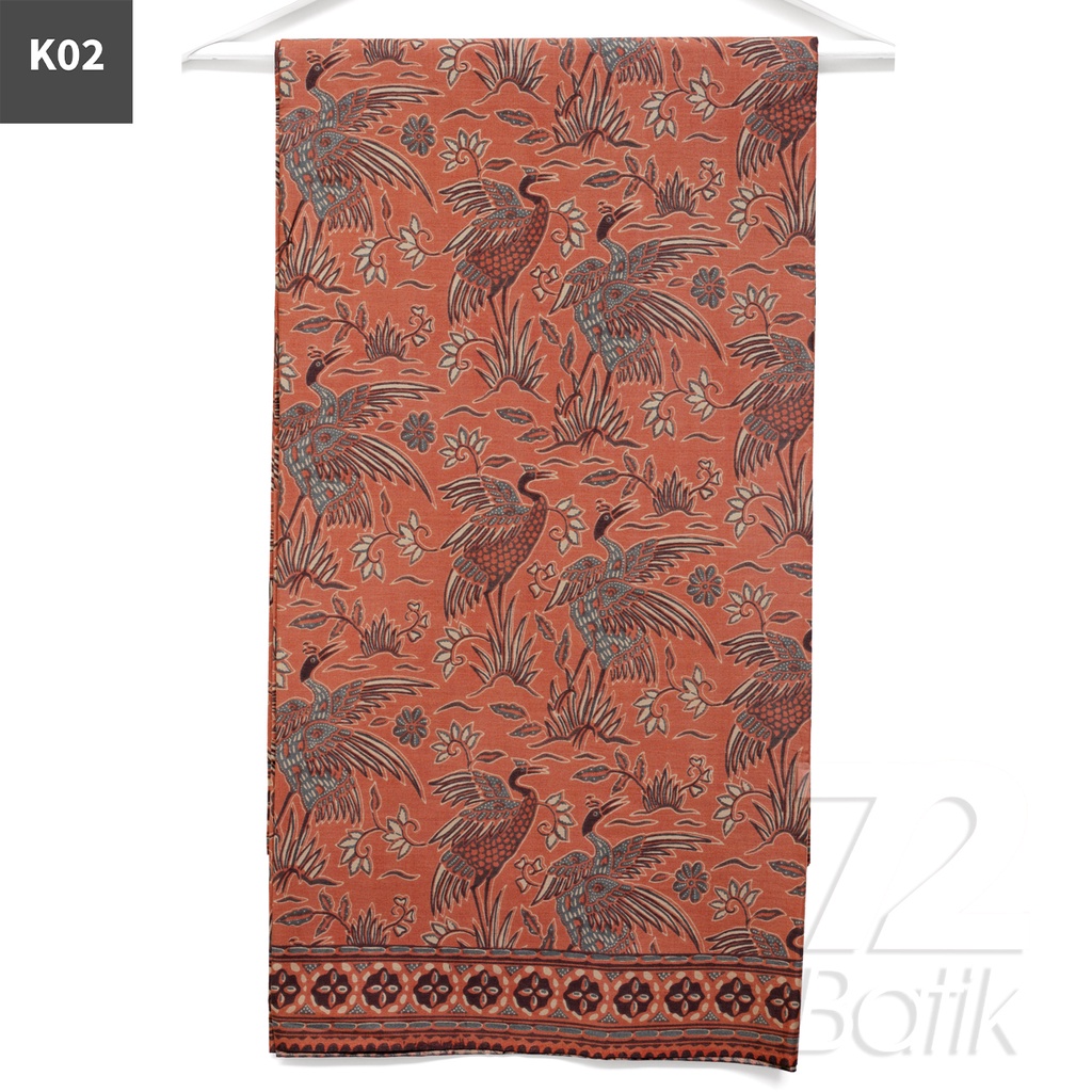 KAIN BATIK KATUN Premium Motif Bangau Two Tone Pagi Sore Warna Merah Bata 721601 Cap 72 Jarik Jarit Samping Kebat Panjang Batik Katun Modern Premium Bahan Seragam Batik Pernikahan Kantor Keluarga Murah Kamen Jadi Batik Bali Lembaran