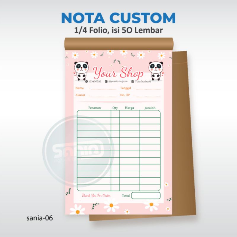 

NOTA CUSTOM ECERAN MURAH Sania 06
