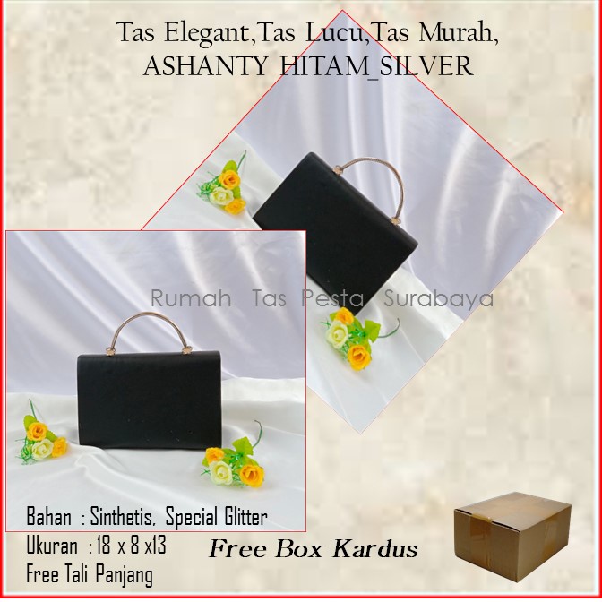 Tas Elegant,Tas Lucu,Tas Murah,ASHANTY HITAM_SILVER