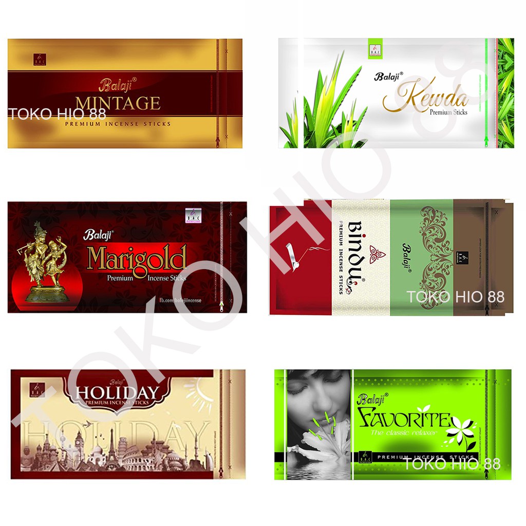 Hio Dupa buhur Hitam Wangi Aromaterapi Merk Balaji Premium Incense Sticks India Import Bagus Harum