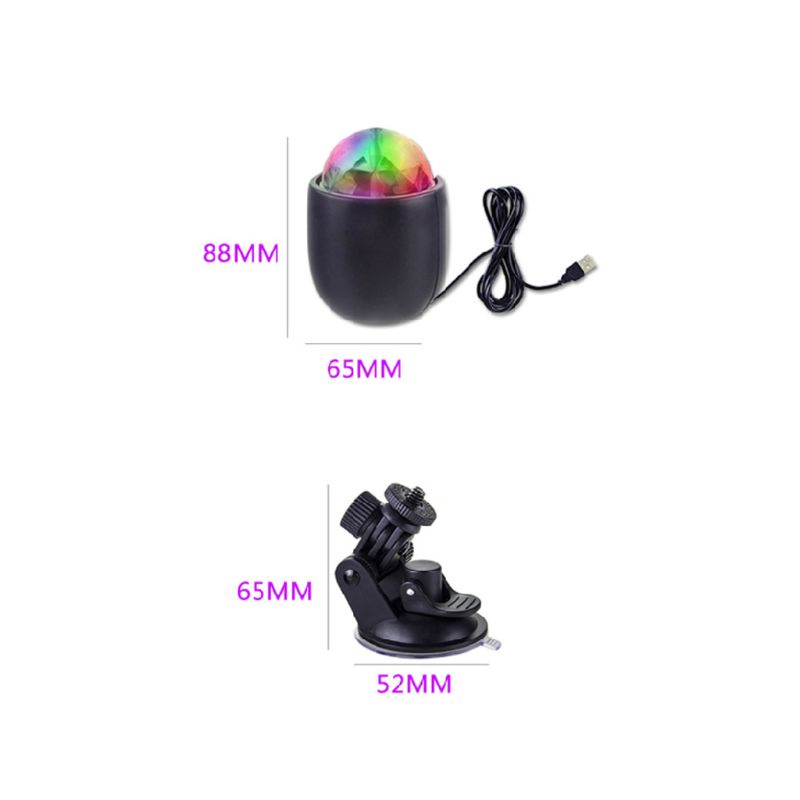 Cre 1Pc Lampu Disko LED RGB Bentuk Bola Kristal Untuk Mobil