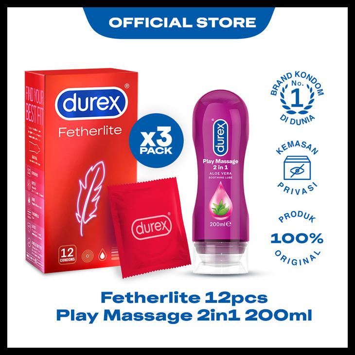 Durex Fetherlite 12S X 3Pcs + Lube 200Ml - Kondom Tipis Aman Pria Kode 168