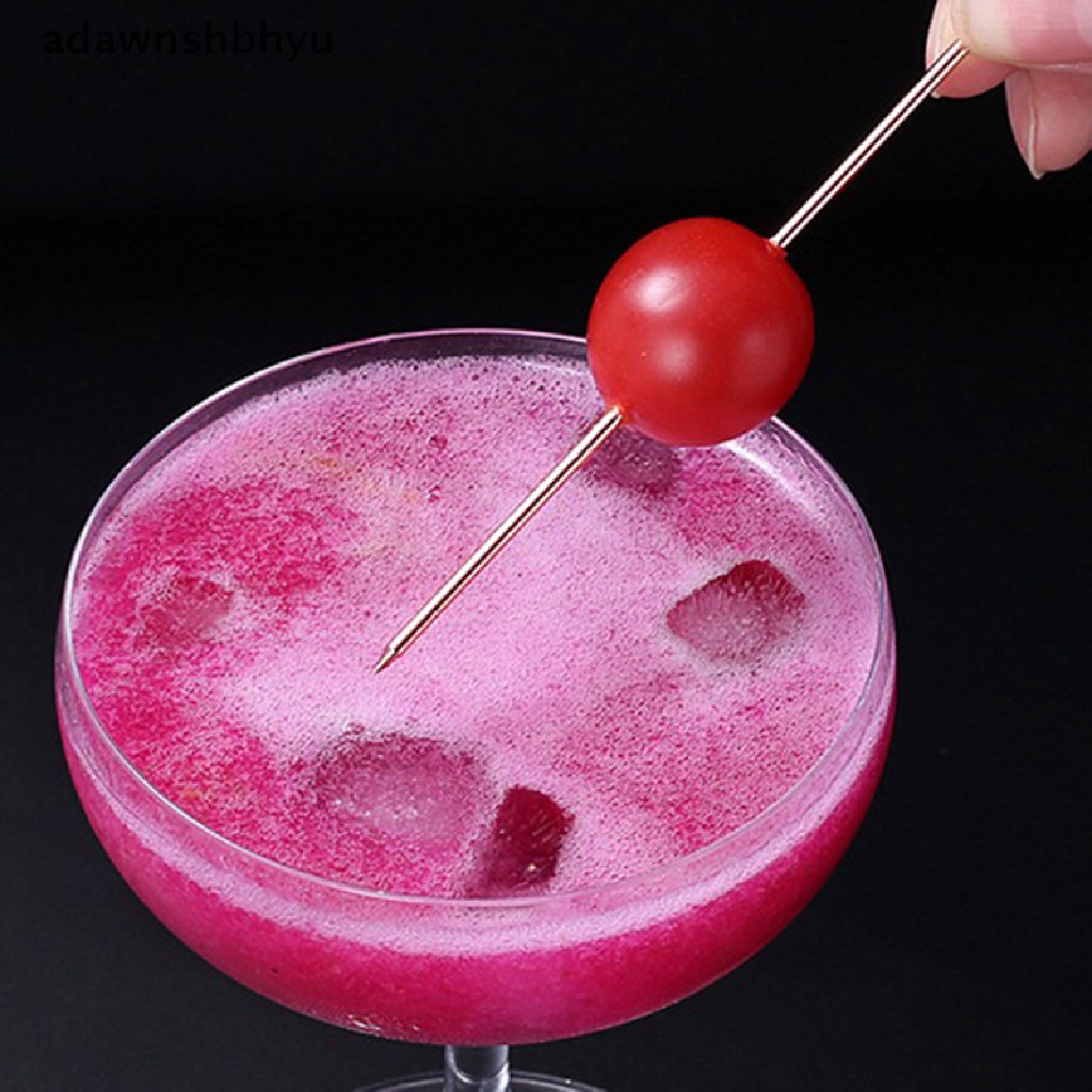 [adawnshbhyu] Stik Cocktail Stainless Steel Stik Buah Reusable Drink Picks Untuk Minuman