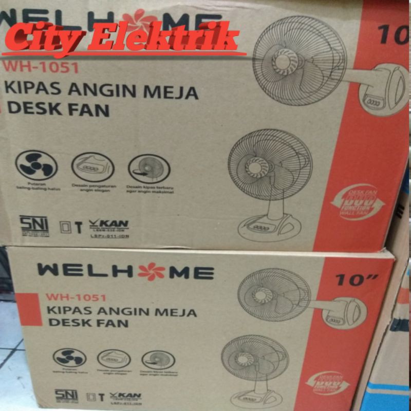 Kipas Angin Meja / Desk Fan/Duduk/Lantai/ Welhome 10 inch 2in1