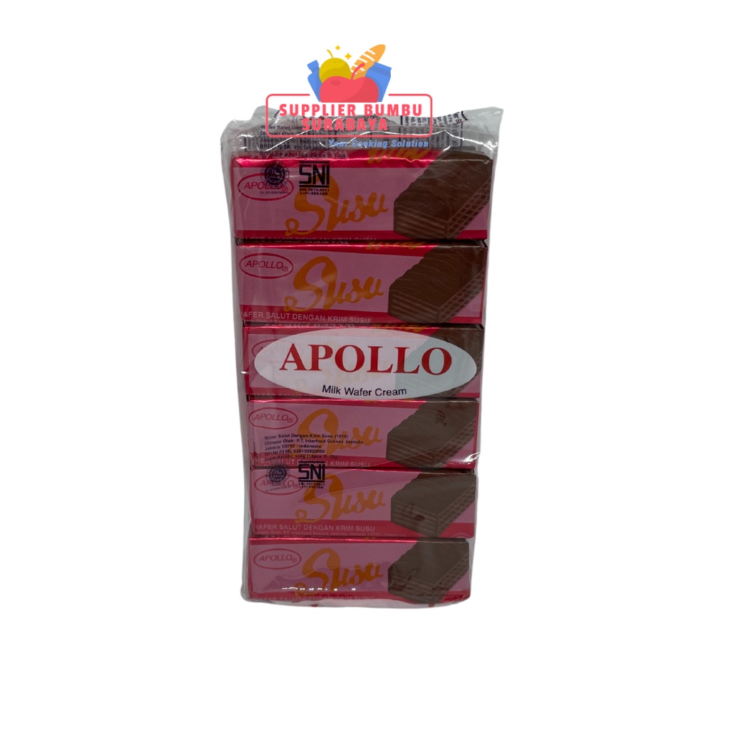 Apollo Wafer Coklat Susu Milk Chocolate 144g isi 12 pcs