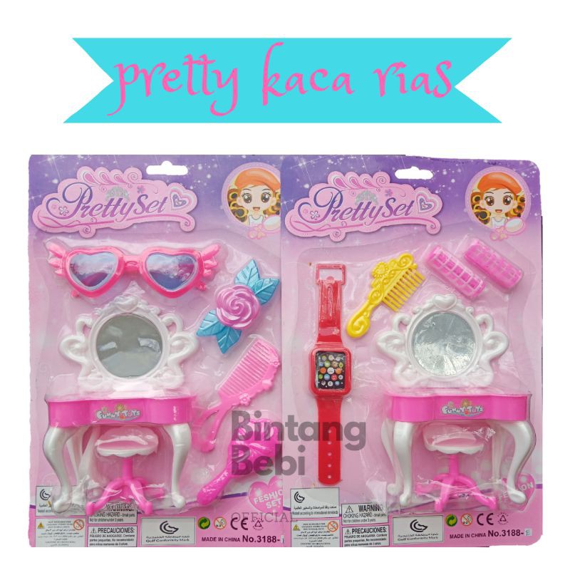 Mainan salon kaca rias dan kursi