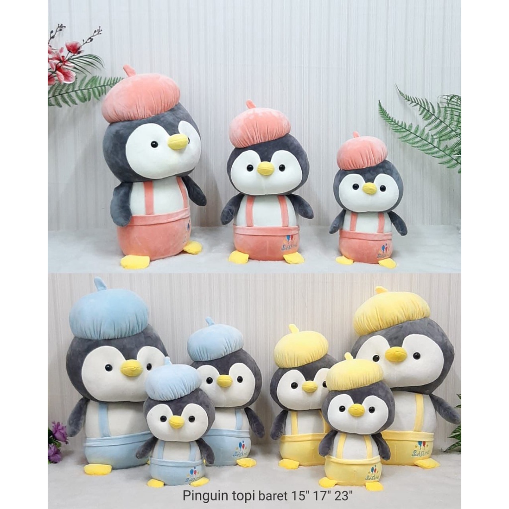 Boneka Pinguin Topi Baret Animal Safari