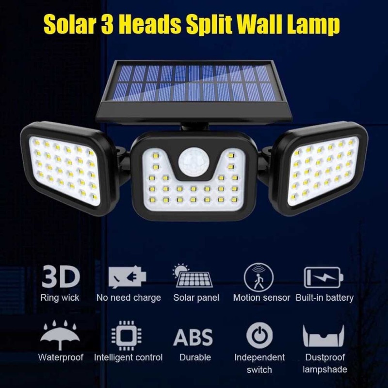 Lampu Solar 74 LED Dinding Taman Jalan Outdoor Sensor Gerak Waterproof