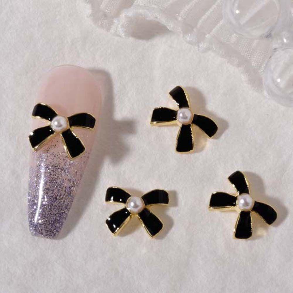 NEEDWAY Bow Nail Art Dekorasi Alloy Gaya Perancis Manicure Aksesoris Fashion Ikatan Simpul Nail Drill