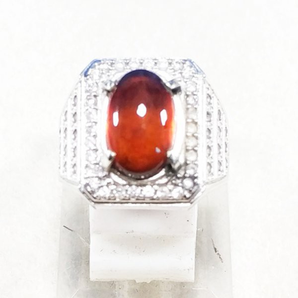 CINCIN BATU AKIK PERMATA NATURAL HESSONITE RED GARNET PASTI MANTAP