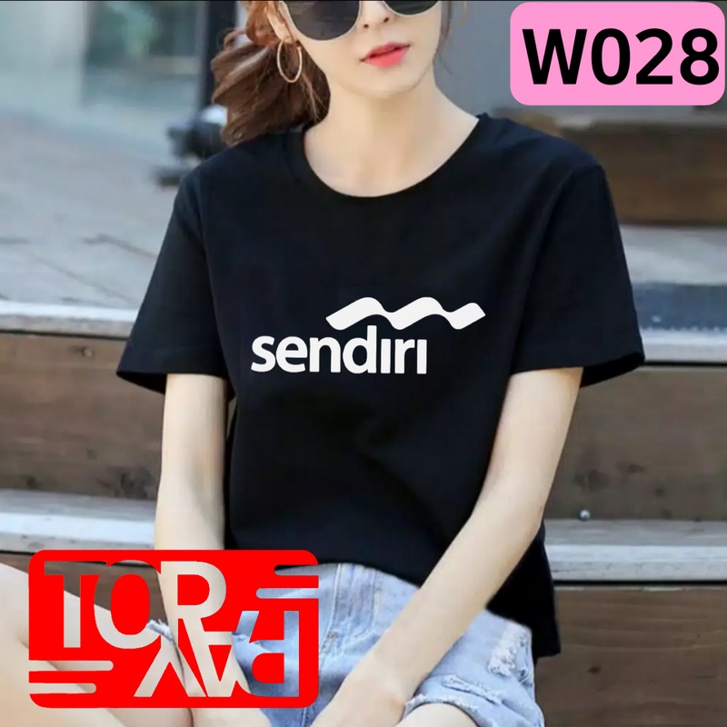 kaos wanita W028 plesetan sendiri baju kata size XL L hitam