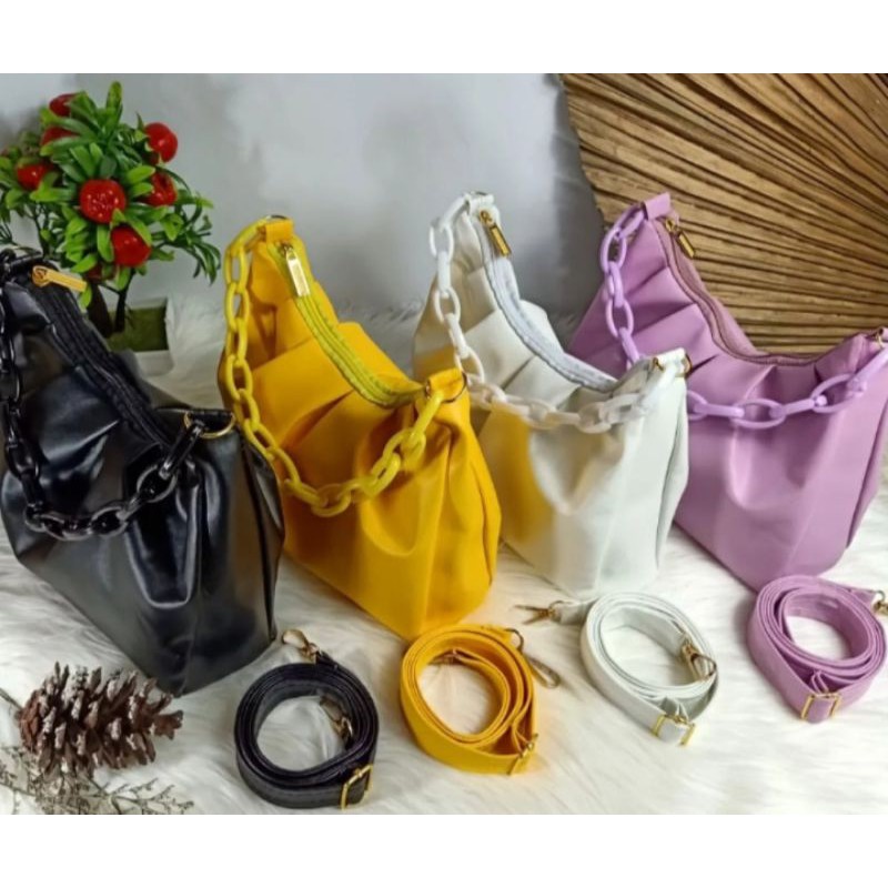 Vintage Korean Rample / Tas Selempang / Tas Bahu Wanita  / Tas Kerut / Tas Wanita Terbaru 2021