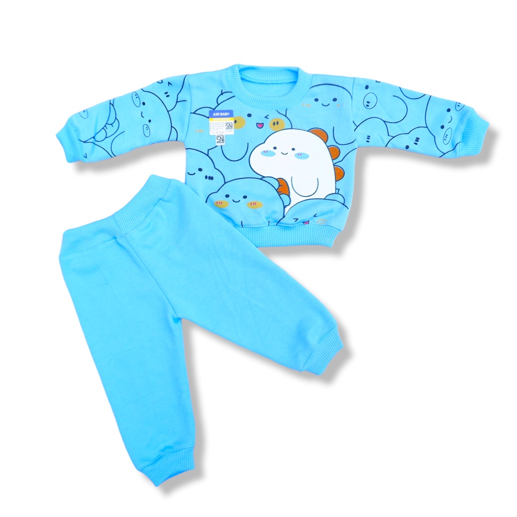 Setelan Jaket Bayi Anak 3-18 Bulan, Setelan Sweater Doodle Satu Setel Celana dan Sweater 1 Warna