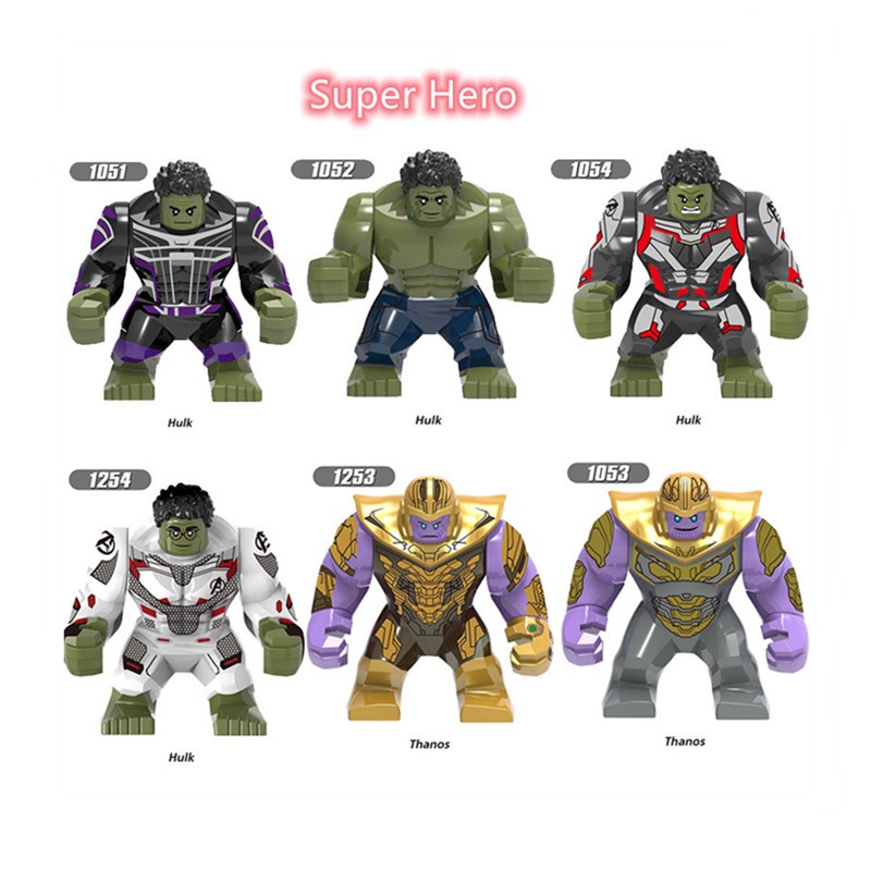 Mainan Balok Bangunan Boneka Hulk Thanos Marvel Bahan ABS Untuk Koleksi Anak Laki-Laki